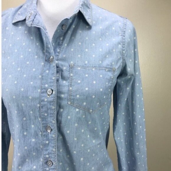 Madewell Polka Dot Chambray Button Down - Picture 7 of 8